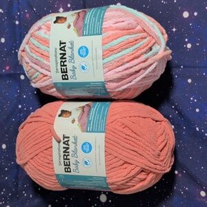 2 New Skeins Bernat Baby Blanket LITTLE CRITTERS Yarn FLAMINGO Discontinued RARE